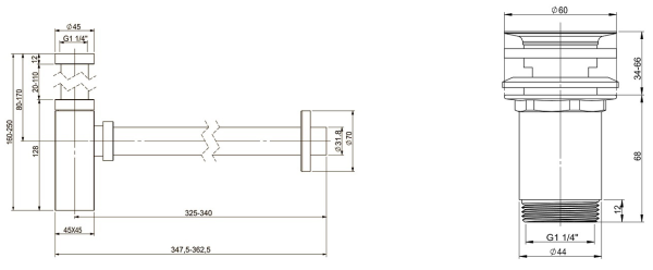 Набор 2 в 1 Vimarr Drainage 5180051004, сифон, выпуск для раковины, хром Набор 2 в 1 Vimarr Drainage 5180051004, сифон, выпуск для раковины, хром