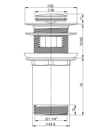 Металлический донный клапан с переливом для раковины Vimarr Drainage 5190011000, хром