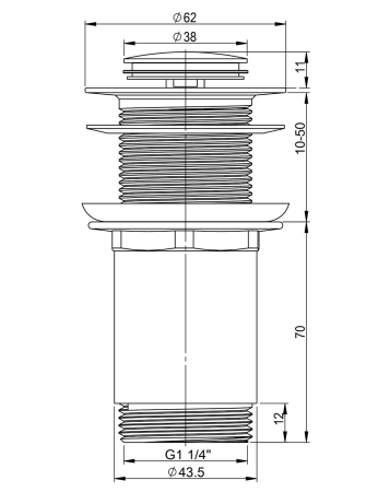 Металлический донный клапан без перелива для раковины Vimarr Drainage 5190021000, хром