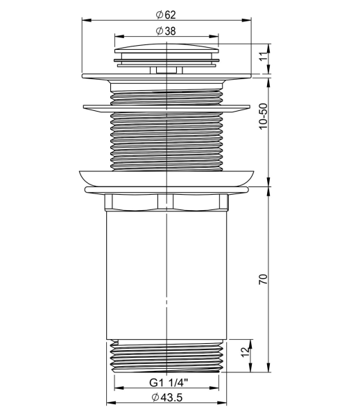 Металлический донный клапан без перелива для раковины Vimarr Drainage 5190024000, золото