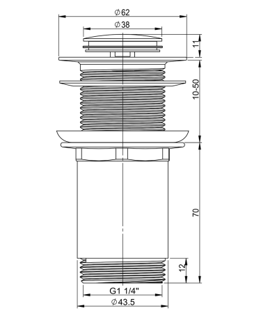 Металлический донный клапан без перелива для раковины Vimarr Drainage 5190022000, матовый белый