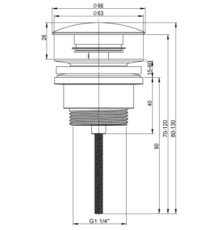 Металлический универсальный донный клапан для раковины Vimarr Drainage 5190031000, хром