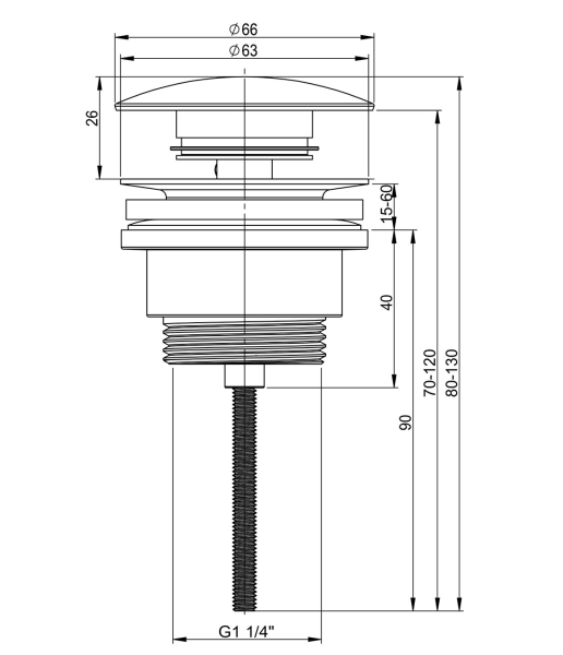 Металлический универсальный донный клапан для раковины Vimarr Drainage 5190034000, золото