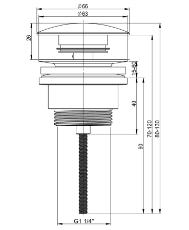 Металлический универсальный донный клапан для раковины Vimarr Drainage 5190034500, розовое золото