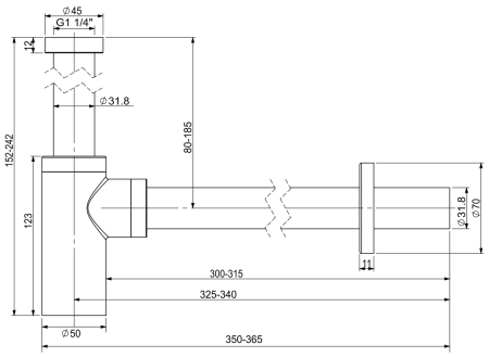 Металлический сифон для раковины Vimarr Drainage 5180043000, черный матовый Металлический сифон для раковины Vimarr Drainage 5180043000, черный матовый