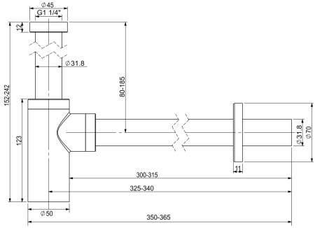 Металлический сифон для раковины Vimarr Drainage 5180044000, золото