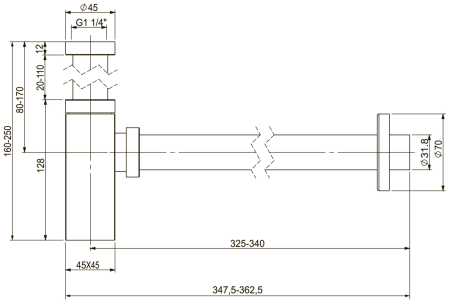 Металлический сифон для раковины Vimarr Drainage 5180054000, золото