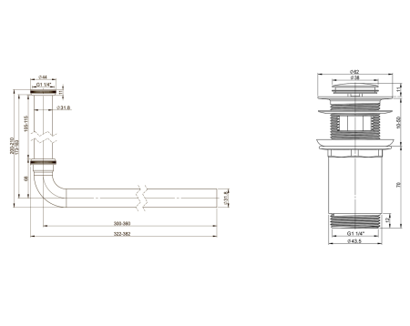 Набор 2 в 1 Vimarr Drainage 5180011001, сифон для раковины, донный клапан с переливом хром