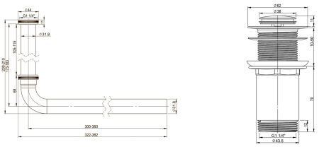 Набор 2 в 1 Vimarr Drainage 5180011002, сифон для раковины, донный клапан без перелива, хром