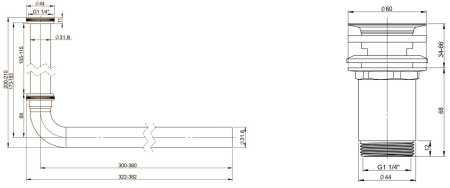 Набор 2 в 1 Vimarr Drainage 5180011004, сифон, выпуск для раковины, хром