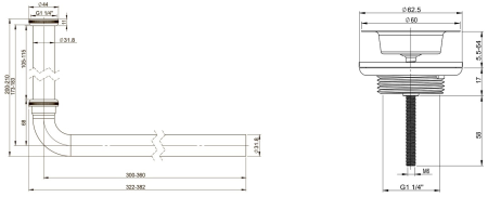 Набор 2 в 1 Vimarr Drainage 5180011005, сифон, выпуск для раковины универсальный, хром