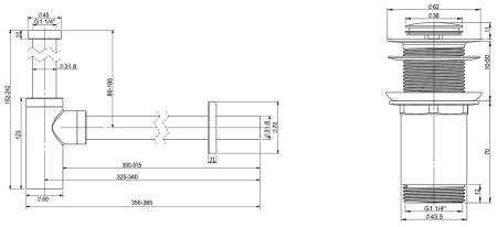 Набор 2 в 1 Vimarr Drainage 5180041002, сифон для раковины, донный клапан без перелива, хром