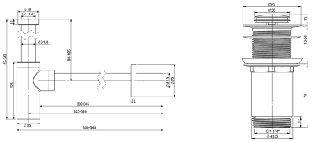 Набор 2 в 1 Vimarr Drainage 5180042002, сифон для раковины, донный клапан без перелива, матовый белый