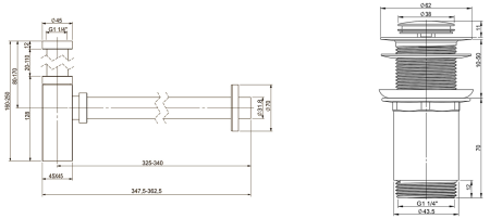 Набор 2 в 1 Vimarr Drainage 5180051002, сифон для раковины, донный клапан без перелива, хром