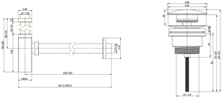 Набор 2 в 1 Vimarr Drainage 5180051003, сифон для раковины, донный клапан универсальный, хром