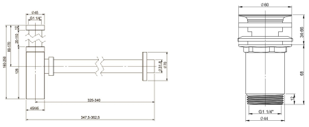 Набор 2 в 1 Vimarr Drainage 5180051004, сифон, выпуск для раковины, хром