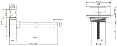 Набор 2 в 1 Vimarr Drainage 5180051005, сифон, выпуск для раковины универсальный, хром