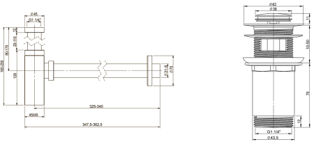 Набор 2 в 1 Vimarr Drainage 5180052001, сифон для раковины, донный клапан с переливом, матовый белый