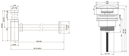 Набор 2 в 1 Vimarr Drainage 5180052003, сифон для раковины, донный клапан универсальный, матовый белый
