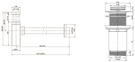 Набор 2 в 1 Vimarr Drainage 5180054002, сифон для раковины, донный клапан без перелива, золото