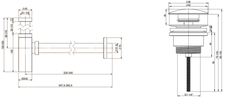 Набор 2 в 1 Vimarr Drainage 5180054003, сифон для раковины, донный клапан универсальный, золото
