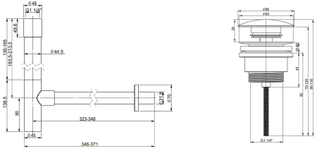 Набор 2 в 1 Vimarr Drainage 5180061003, сифон для раковины, донный клапан универсальный, хром