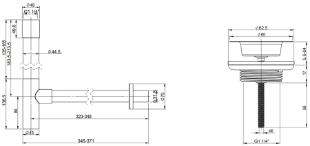 Набор 2 в 1 Vimarr Drainage 5180061005, сифон, выпуск для раковины универсальный, хром