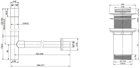 Набор 2 в 1 Vimarr Drainage 5180062002, сифон для раковины, донный клапан без перелива, матовый белый