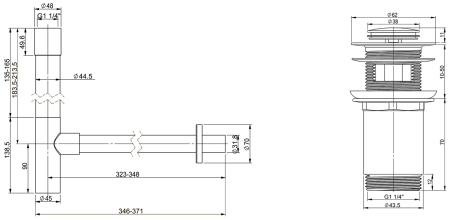 Набор 2 в 1 Vimarr Drainage 5180063001, сифон для раковины, донный клапан с переливом, матовый черный