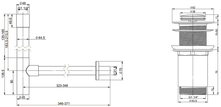 Набор 2 в 1 Vimarr Drainage 5180063002, сифон для раковины, донный клапан без перелива, матовый черный