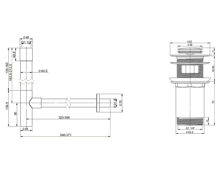 Набор 2 в 1 Vimarr Drainage 5180064001, сифон для раковины, донный клапан с переливом, золото