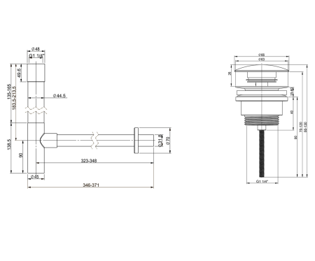 Набор 2 в 1 Vimarr Drainage 5180064003, сифон для раковины, донный клапан универсальный, золото