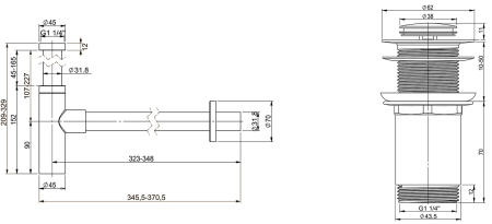 Набор 2 в 1 Vimarr Drainage 5180072002, сифон для раковины, донный клапан без перелива, матовый белый