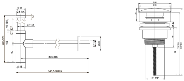 Набор 2 в 1 Vimarr Drainage 5180074503, сифон для раковины, донный клапан универсальный, розовое золото
