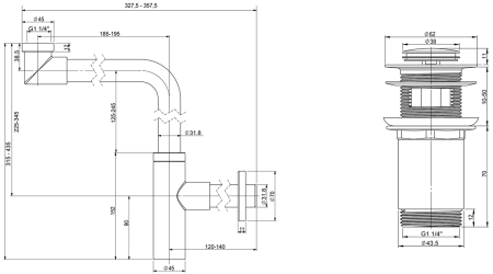 Набор 2 в 1 Vimarr Drainage 5180081001, сифон для раковины, донный клапан с переливом, хром