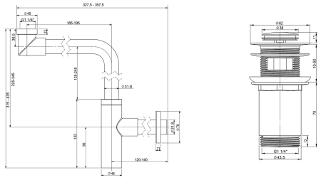 Набор 2 в 1 Vimarr Drainage 5180082001, сифон для раковины, донный клапан, матовый белый