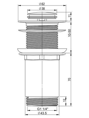 Металлический донный клапан без перелива для раковины Vimarr Drainage 5190024500, розовое золото