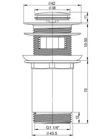 Металлический донный клапан с переливом для раковины Vimarr Drainage 5190014500, розовое золото