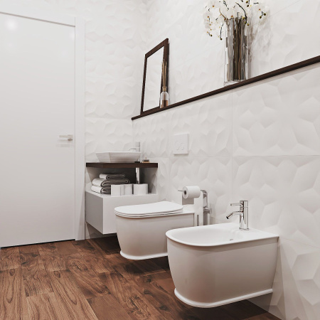 Комплект 6 в 1 Lavinia Boho Bell Pro Rimless 77050131, премиум со стеклянной белой клавишей, удлиненным крепежом, инсталляцией и унитазом