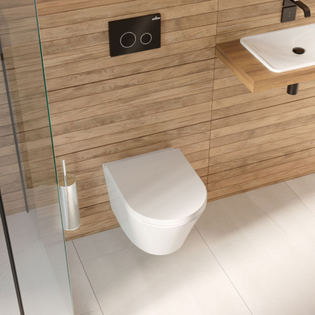 Комплект 6 в 1 Lavinia Boho Biore Compacto Rimless 77040088, премиум с пластиковой черной клавишей, инсталляцией и унитазом