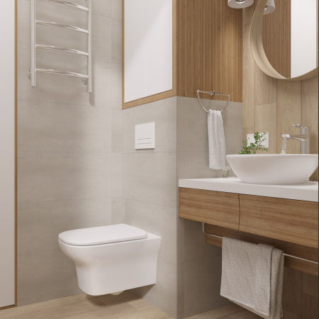 Комплект 6 в 1 Lavinia Boho Bristol Rimless 77040114, премиум с пластиковой серебристой клавишей, инсталляцией и унитазом