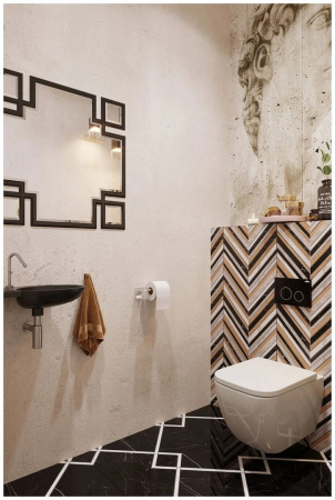 Комплект 6 в 1 Lavinia Boho One Rimless 77040084, премиум со стеклянной черной клавишей, инсталляцией и унитазом