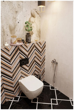 Комплект 6 в 1 Lavinia Boho One Rimless 77040084, премиум со стеклянной черной клавишей, инсталляцией и унитазом