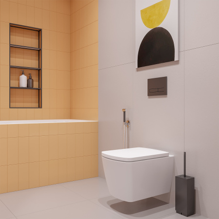 Комплект 6 в 1 Lavinia Boho Aveo Rimless 77050215, премиум со стеклянной бело-кристальной клавишей, удлиненным крепежом, инсталляцией и унитазом