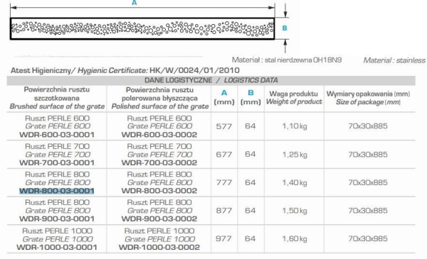 Дизайн-решетка Winkiel Perle WDR-800-03-0001 для дренажного канала