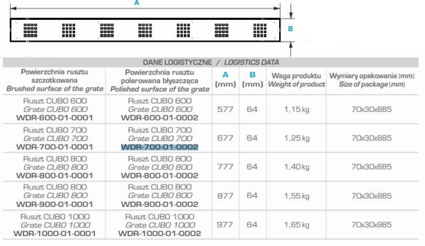 Дизайн-решетка Winkiel Cubo WDR-700-01-0002 для дренажного канала