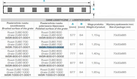 Дизайн-решетка Winkiel Cubo WDR-700-01-0002 для дренажного канала