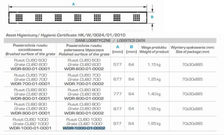 Дизайн-решетка Winkiel Cubo WDR-1000-01-0002 для дренажного канала