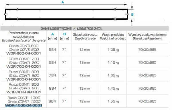 Дизайн-решетка Winkiel Conti WDR-1000-04-0001 для дренажного канала