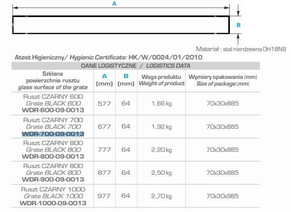 Дизайн-решетка Winkiel Vetro WDR-700-09-0013 Черный для дренажного канала